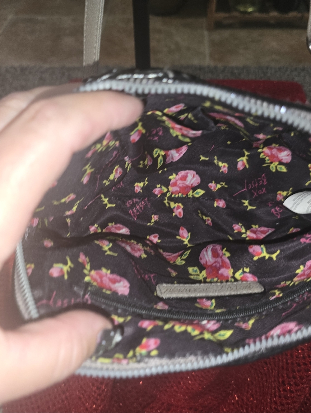 Betsey Johnson Black White Gray Puppy Applique Crossbody In Preloved Condition - Picture 9 of 12